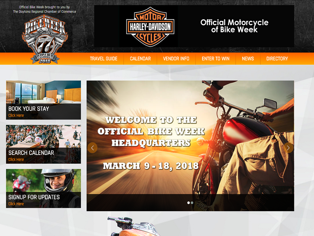 Daytona Beach Website Design Example The Official Bike Week Website