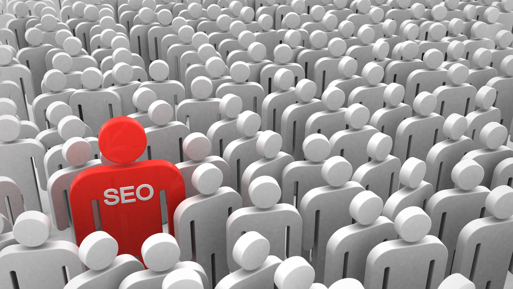 SEO person icon is red in a sea of white icons